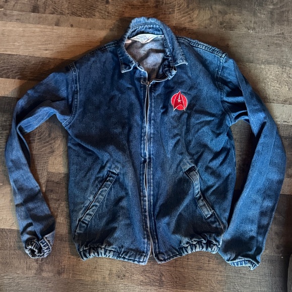 Rare VTG 90s Chalk Line Star Trek Blue Jean Jacket with Patch - Men's S
